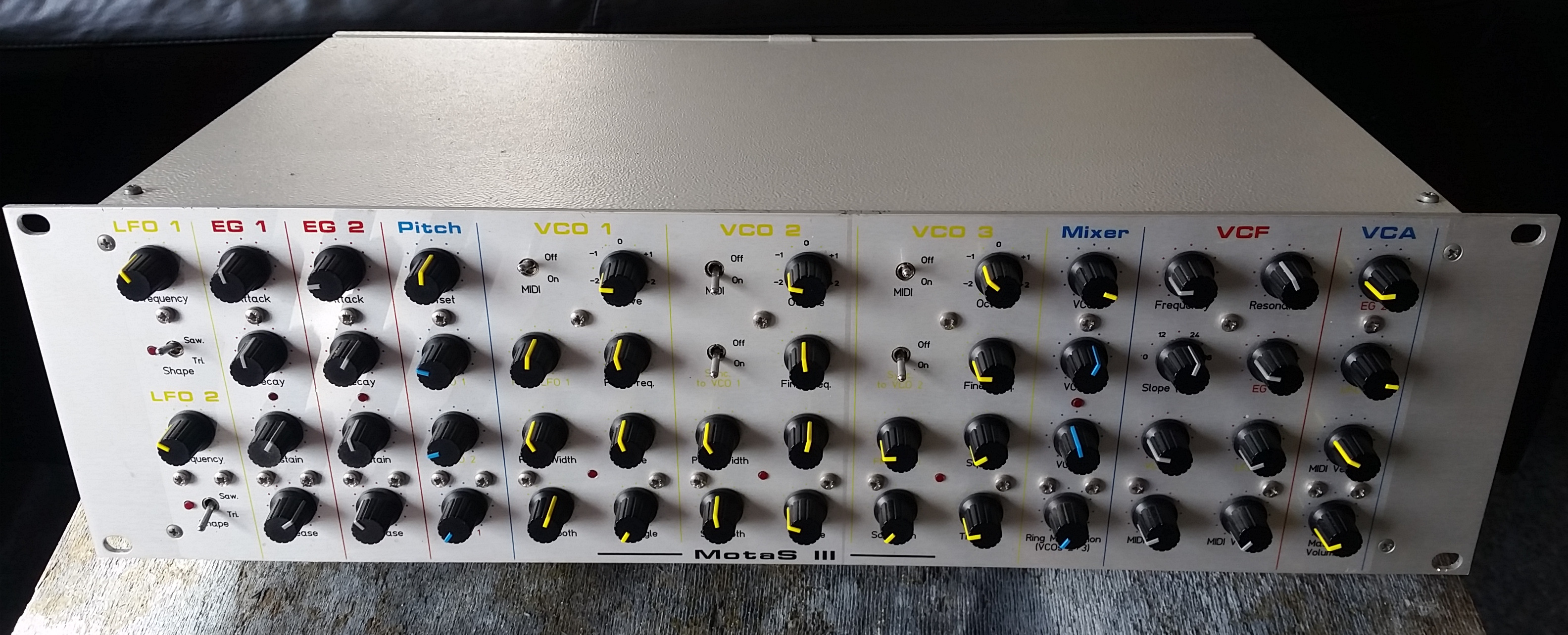 Motas3 analogue synthesizer (created circa 2001)