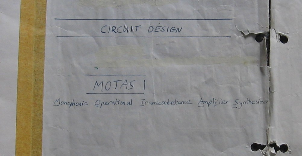 Motas1 analogue synthesizer front page schematic