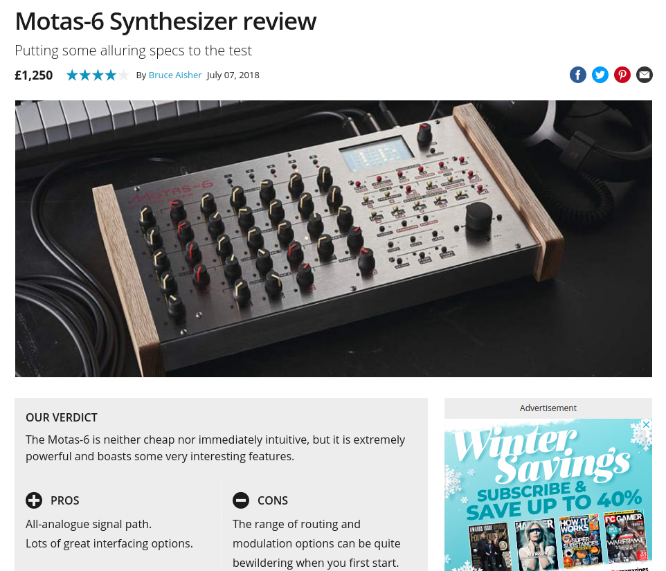 Motas review from Future Music