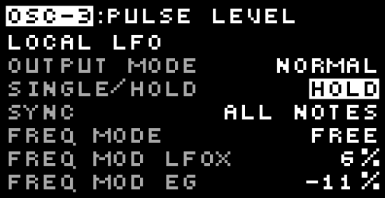 new LFO 'hold' option on all LFOs