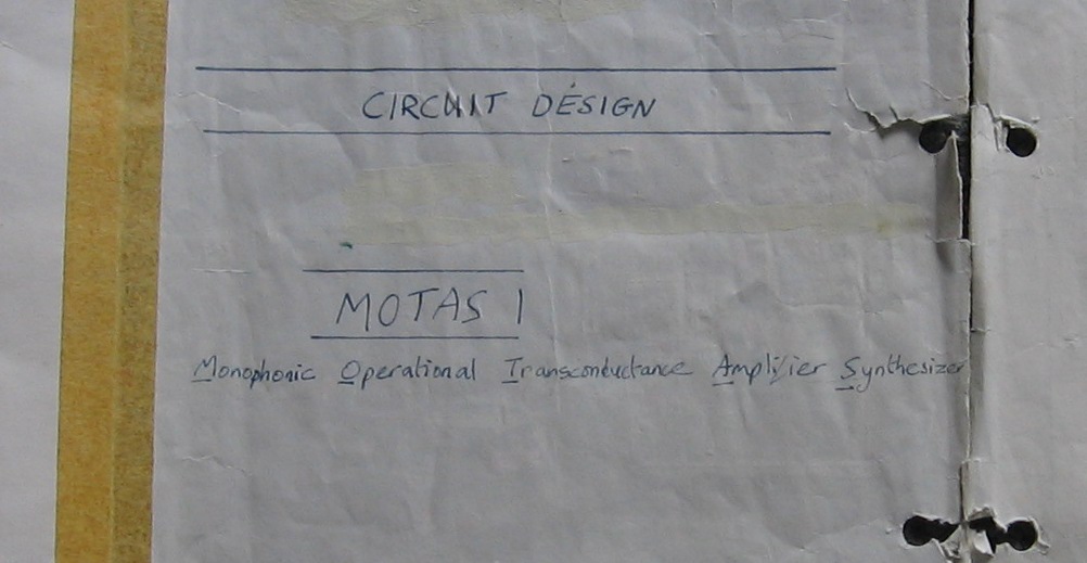 Motas1 analogue synthesizer front page schematic